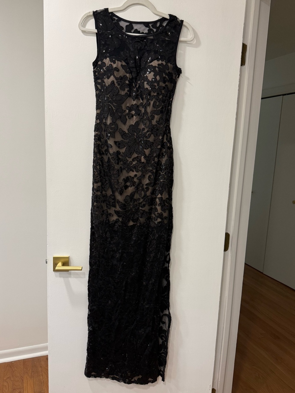 Emerald Sundae Black Floral Lace Maxi Dress